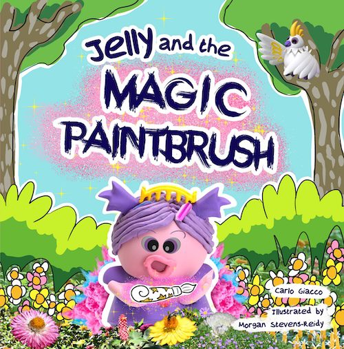 Jelly painting with her magic paintbrush - Jelly and the Magic Paintbrush illustration