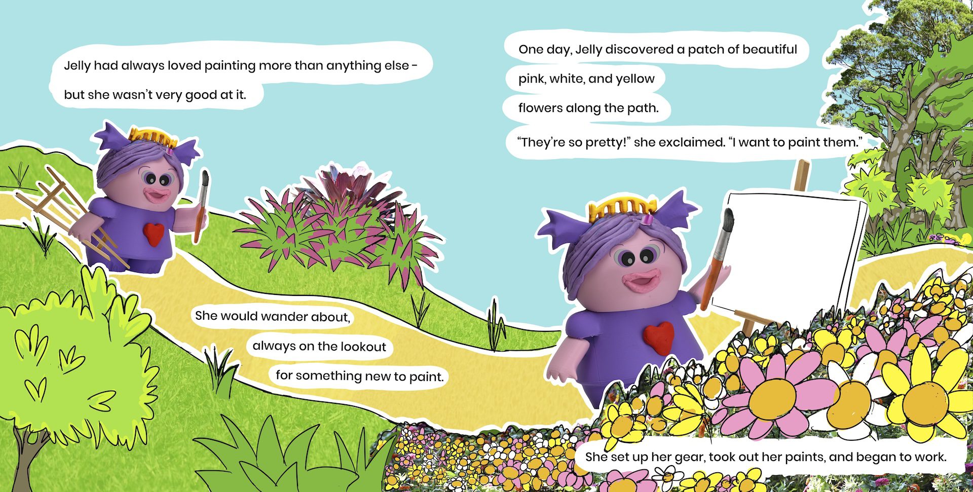Jelly painting with her magic paintbrush - Jelly and the Magic Paintbrush illustration